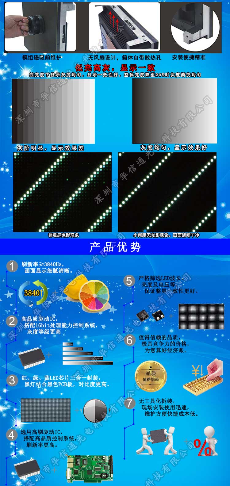 P1.579室内高清小间距LED显示屏磁吸前维护