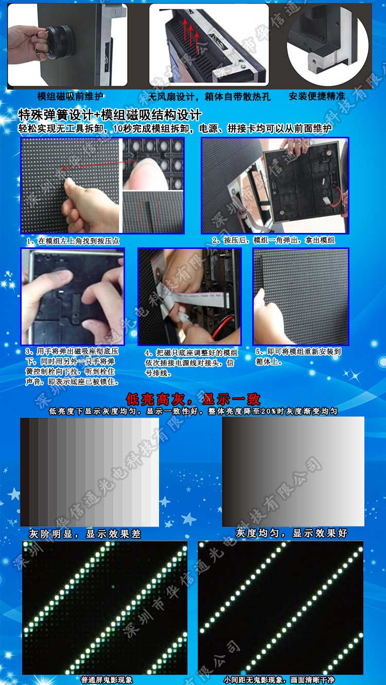 P2室内高清小间距LED显示屏磁吸前维护